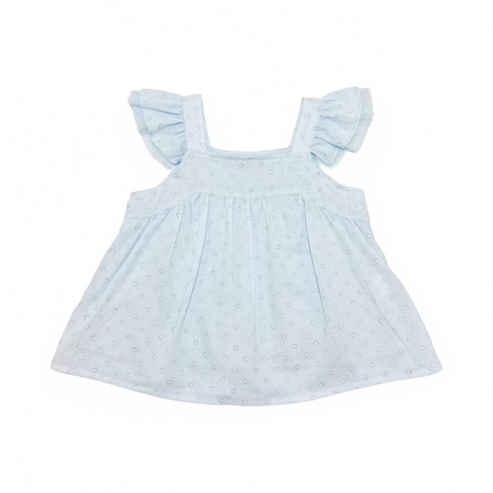 NEW DOE A DEAR girl's daisy ruffle sleeve blouse in blue